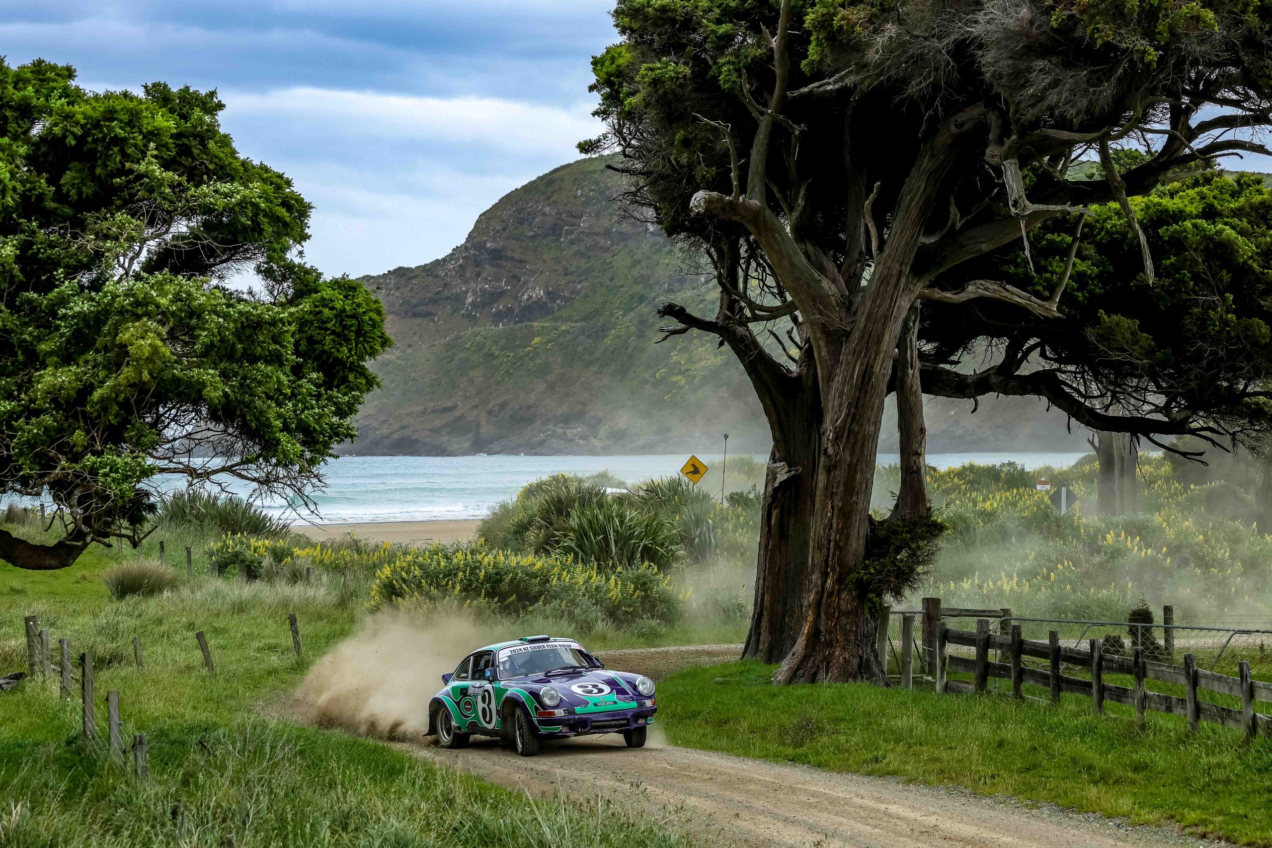 International competitors on NZ gravel at the Silver Fern Rally
